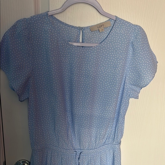 LOFT Blue and White Ruffled Mini Sundress - Picture 5 of 8